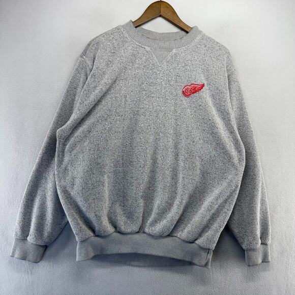 Vintage Detroit Red Wings Sweatshirt men's large Gray Embroidered Crewneck 90s - Picture 2 of 10